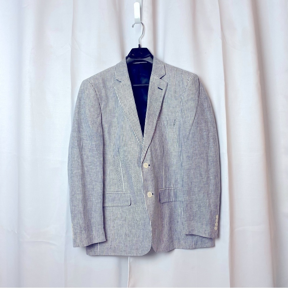 Jones New York Stylish Linen Pinstripe Cotton Blend Fully Lined Men’s Sport Coat